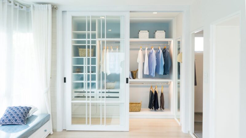 standing closet with doors