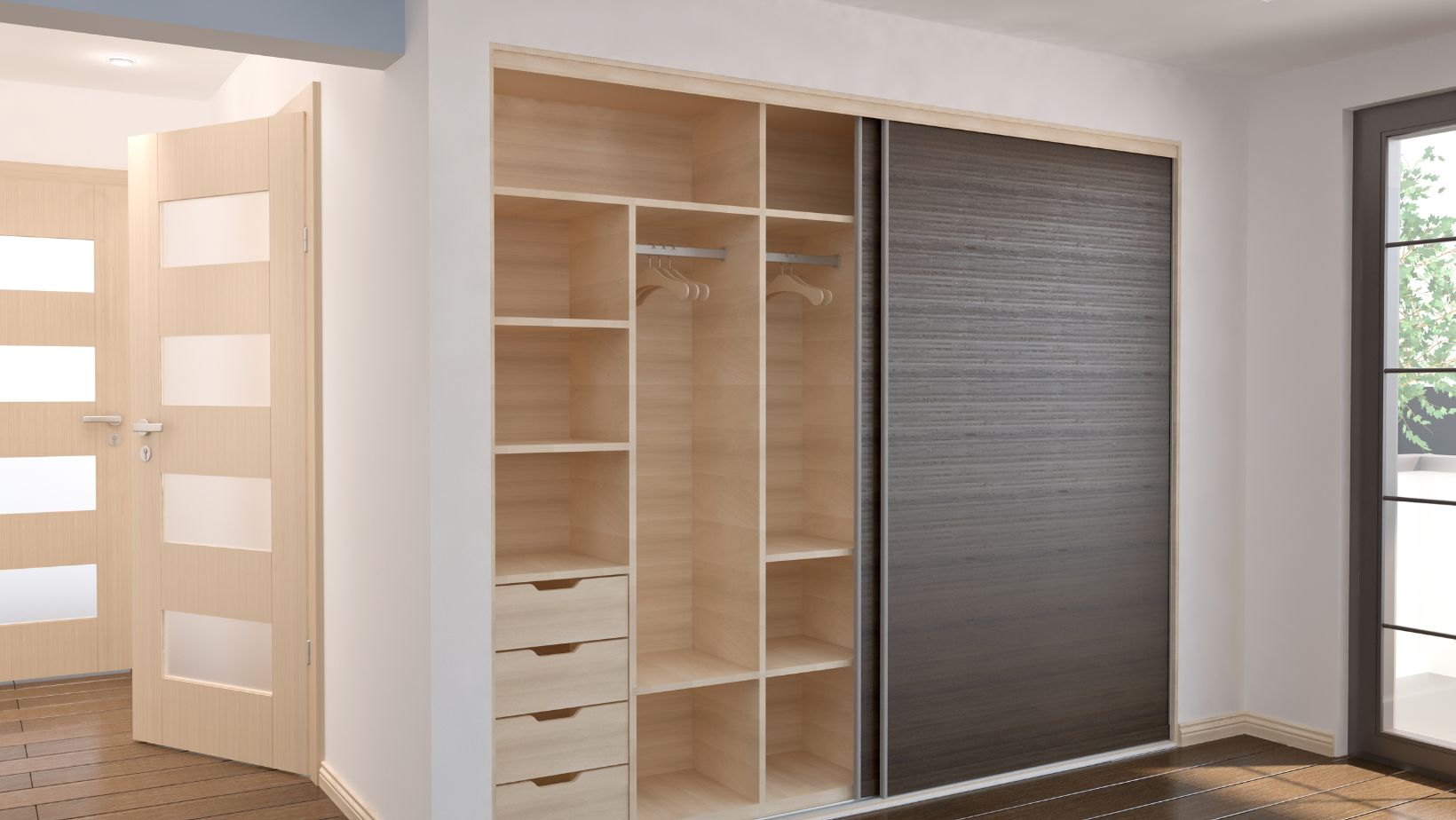 how to organize closet with sliding doors